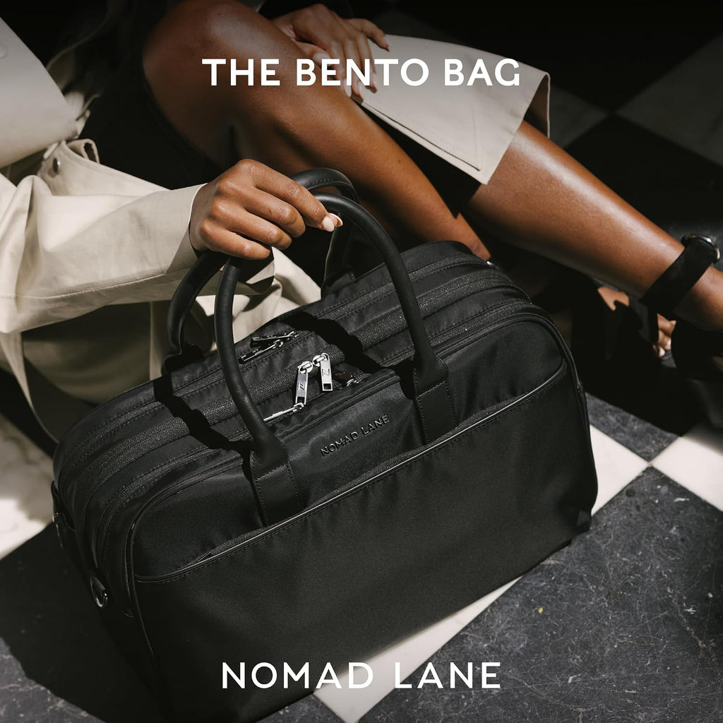 Nomad Lane Carry-On Luggage Duffel Bag, Durable & Lightweight Suitcase. Bento Bag, Personal Item Weekender Travel Bag for Men & Women, Black