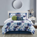 Grand Avenue Blue/Purple Bed Comforter King Set, 7 Piece, Home Decor, Premium Lightweight Microfiber, Bedskirt, Pillows & Shams
