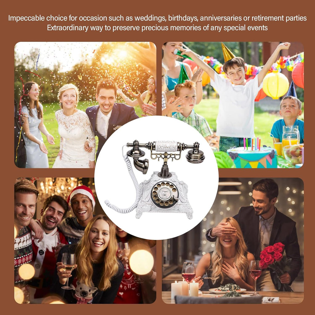 Audio Guest Book Phone, Vintage Retro Telephone for Wedding Party, Customized Voice Message for Home and Hotel (White)