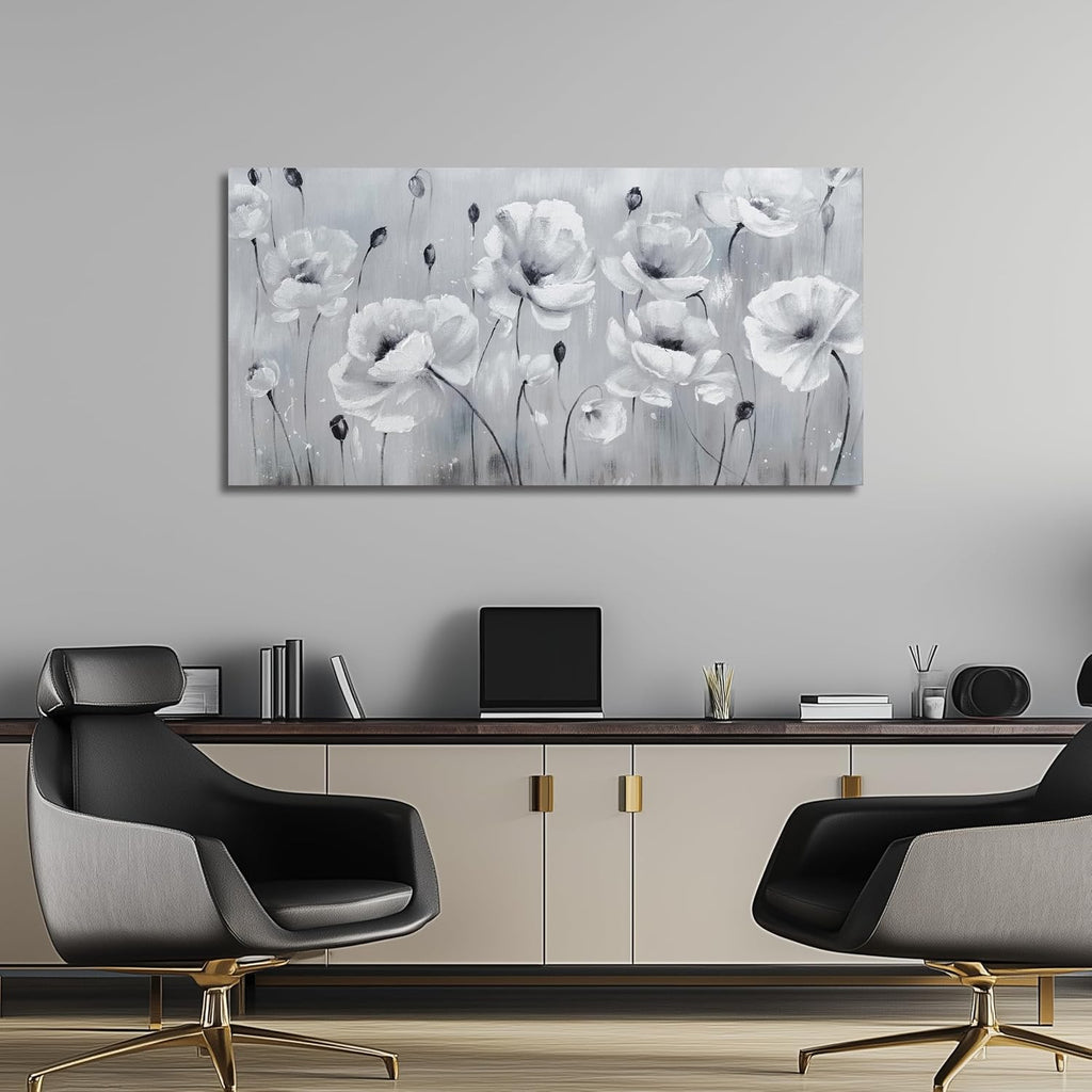 Belmrxne Large Floral Wall Art Black and Grey Wall Decor flower Canvas Painting Aesthetic Artwork modern Trendy canvas print for Living Room Bedroom Dining Room Office 29x58 Inches