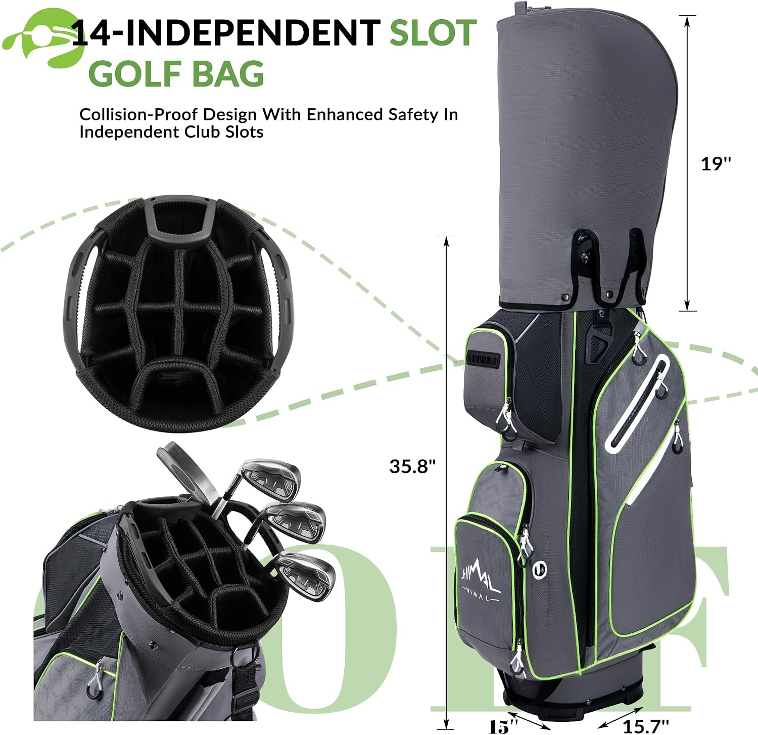 uniHimal 14 Way Golf Cart Bag Featuring Full-Length Divider Top and Multiple Pockets, Golf Bag for Men with Handles and Rain Cover