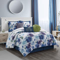 Stratford Park Colorful 7 Piece Comforter Set, Blue/Purple, Bed Size California King, Wonderful, Matching Bedskirt, Pillows & Shams