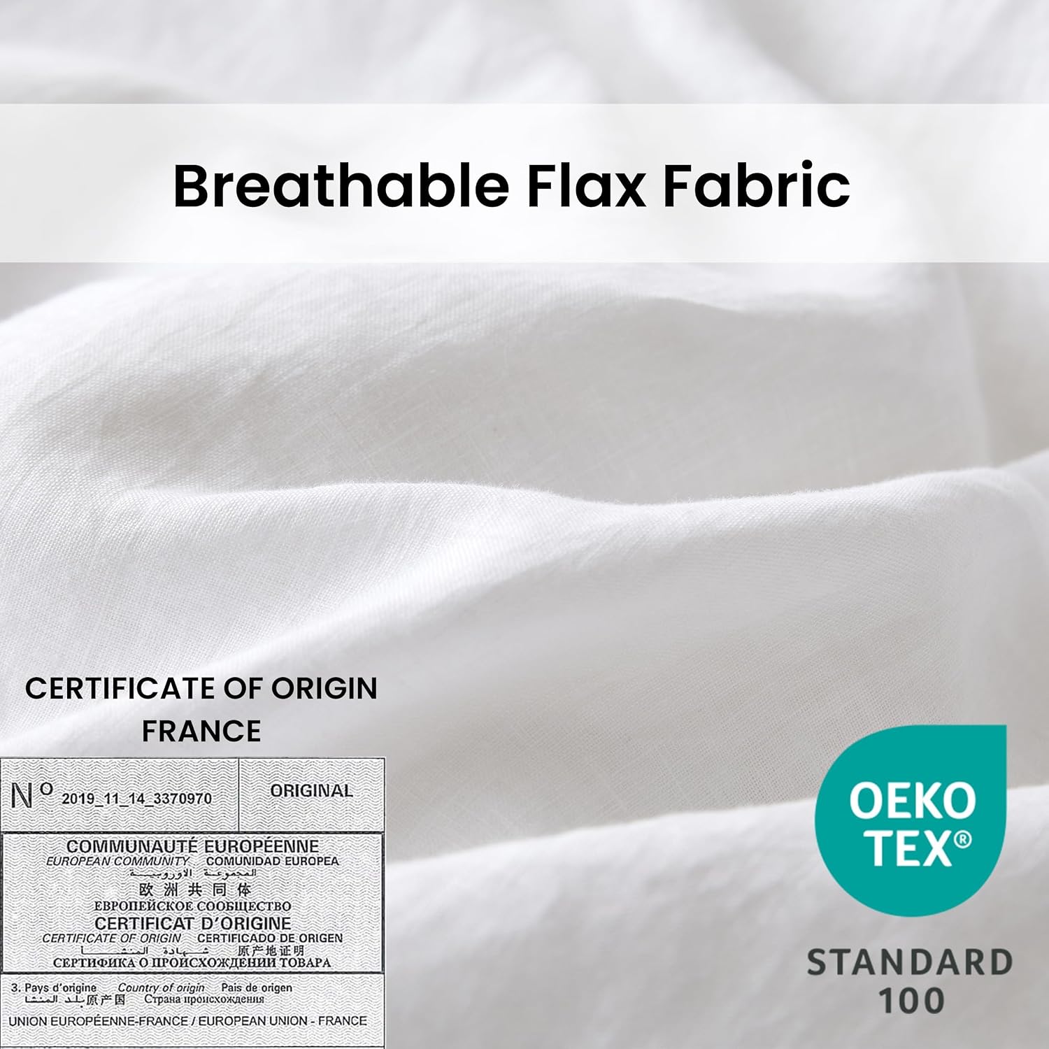 Simple&Opulence 100% Linen Duvet Cover Set with Crossed Embroidery Washed - 3 Pieces (1 Duvet Cover with 2 Pillow Shams) Soft Breathable Farmhouse - White, King Size
