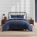 Tommy Hilfiger - Queen Bedding Set, Soft 7 Piece Comforter Set w/Matching Bed Sheets & Pillowcases, Medium Weight for Year Round Comfort (Solid Microfiber Blue)