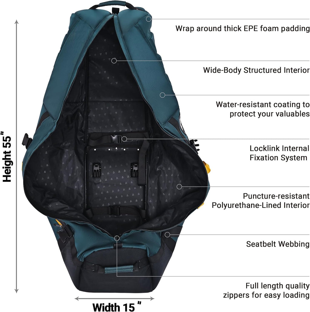 ASK ECHO Locklink StableRoller Golf Travel Bag with 4-Wheel Rolling System, Extendable Support Stand Legs