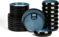 Stone Lain Lagoon 24-Piece Stoneware Dinnerware Set – Plates & Bowls Service for 8, Blue, Microwave & Dishwasher Safe, Durable Modern Ceramic Tableware for Everyday Dining & Entertaining