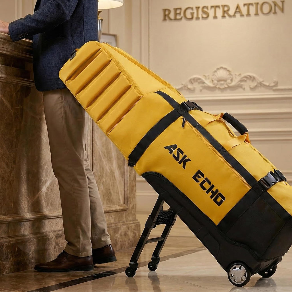 ASK ECHO Locklink StableRoller Golf Travel Bag with 4-Wheel Rolling System, Extendable Support Stand Legs