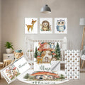 Terwex Personalized Baby Crib Bedding Set, 5 Pcs Custom Name Nursery Bedding Set, Mushroom Red