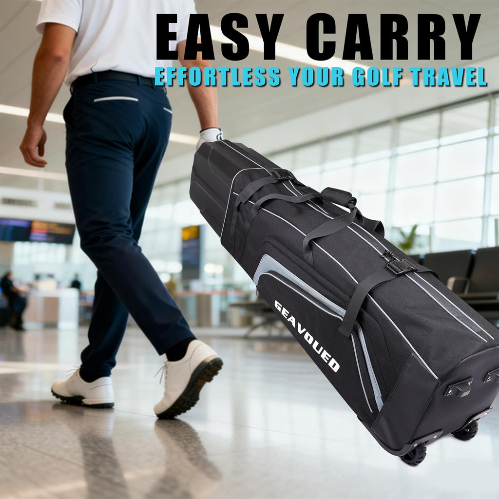 Golf Travel Bag with Hard Case Top and Wheels,Premium Oxford Fabric,Golf Travel Bags for Airlines,Protect Your Club for Safe Transport