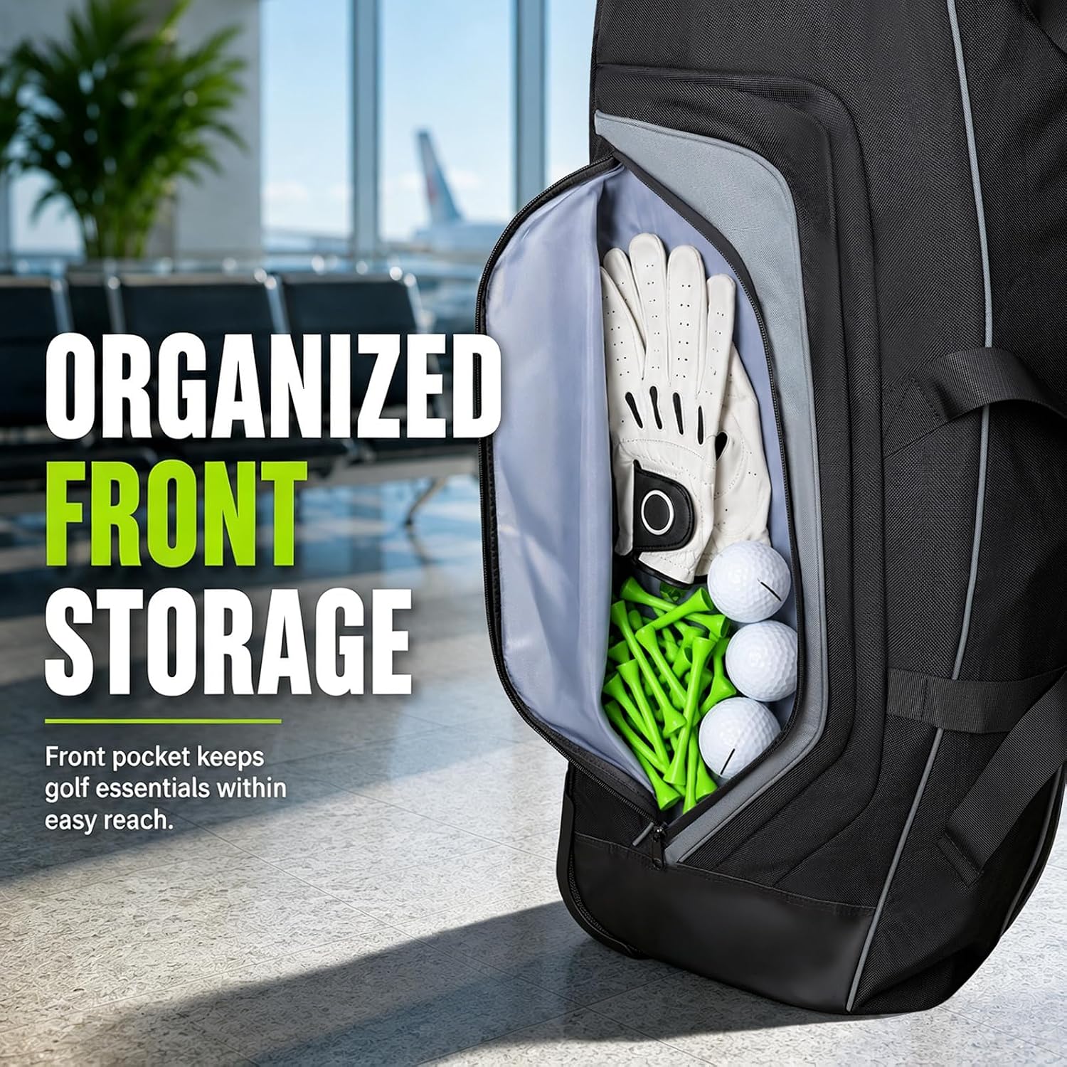 Golf Travel Bag with Hard Case Top and Wheels,Premium Oxford Fabric,Golf Travel Bags for Airlines,Protect Your Club for Safe Transport