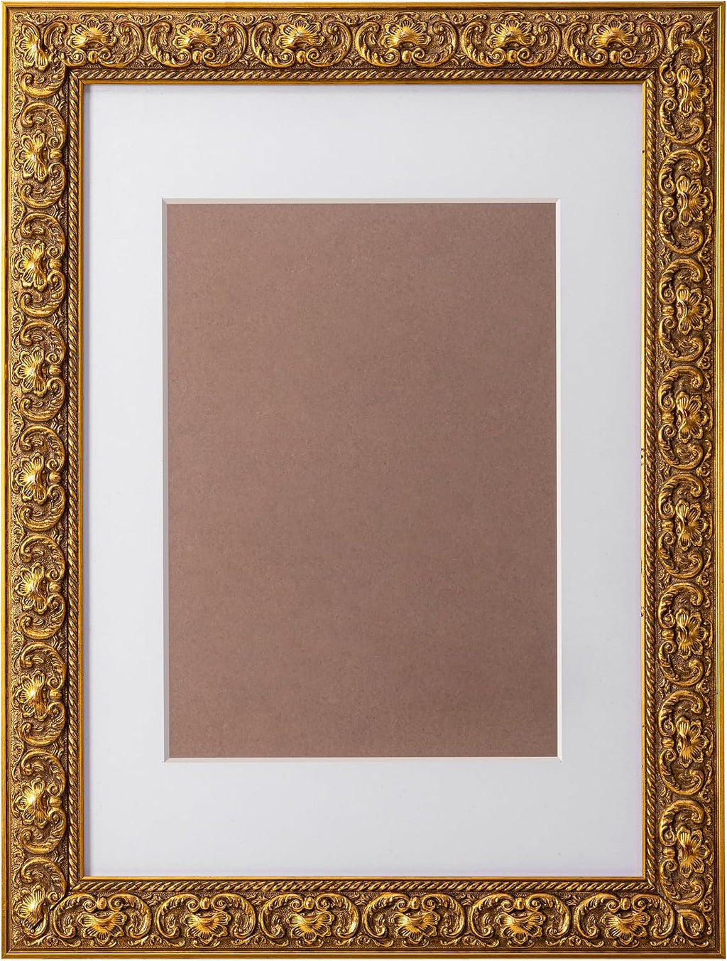 ArtXO A2 Picture Frame Wooden, Display Pictures A3 with Mat or A2 Without Mat, Wall Hanging Photo Frame, Vintage Poster Frame Gold