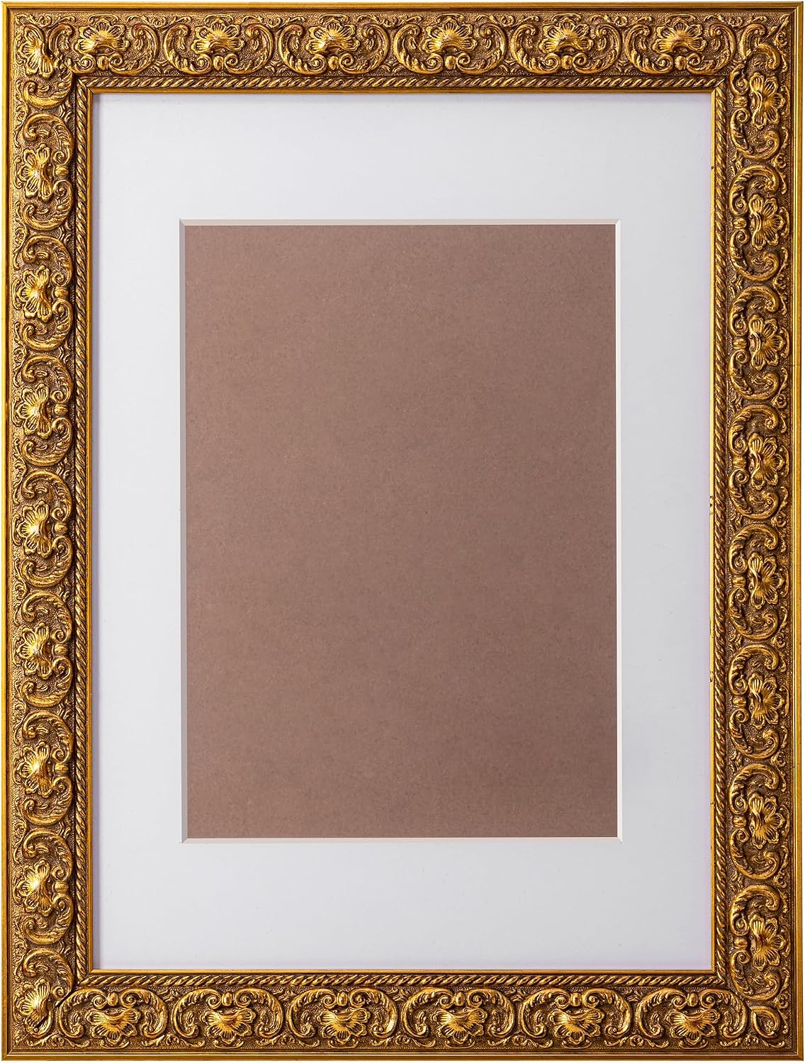 ArtXO A2 Picture Frame Wooden, Display Pictures A3 with Mat or A2 Without Mat, Wall Hanging Photo Frame, Vintage Poster Frame Gold