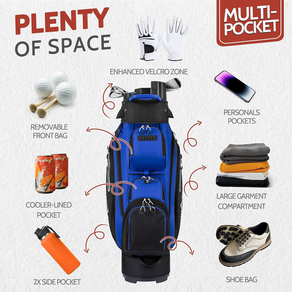 uniHimal14-Way Golf Cart Bag Pro with Full Length Divider Top, Golf Bag for Men with Handles and Rain Cover