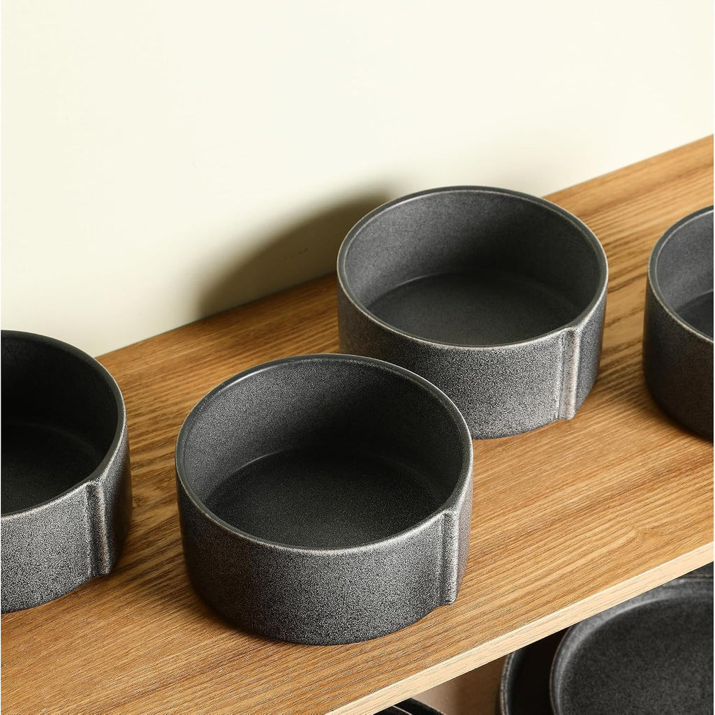Stone Lain Bao 4-Piece Bowl Set Stoneware, Charcoal