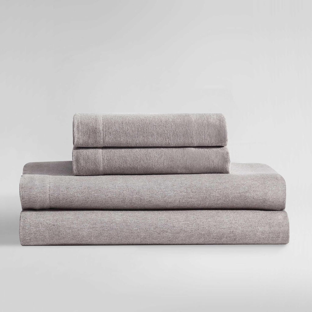 Calvin Klein - King Size Sheets Set, Naturally Soft Cotton-Blend Melange Jersey Bedding - Bed Sheets with Matching Pillowcases & Fitted Sheet (Modern Cotton Melange Brown)