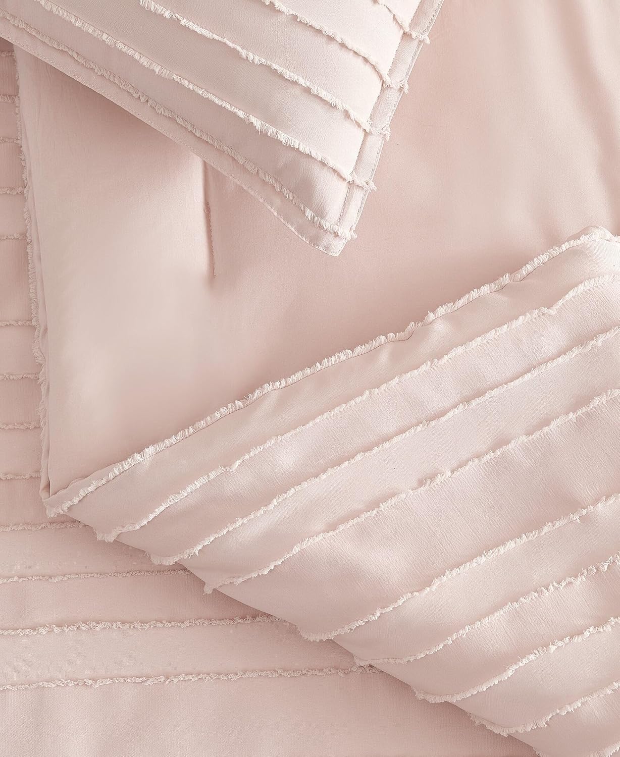 UGG Textured King Comforter Set - 3 Piece Striped Reversible Queen Bedding Set with Pillow Shams, Stylish Soft & Luxurious Light Pink Bed Set for Home & Bedroom (King)