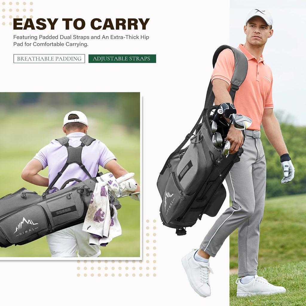 uniHimal Golf Stand Bag with 7 Way Top Dividers, Lightweight Golf Bags for Men Women with Multiple Pockets, Dual Straps