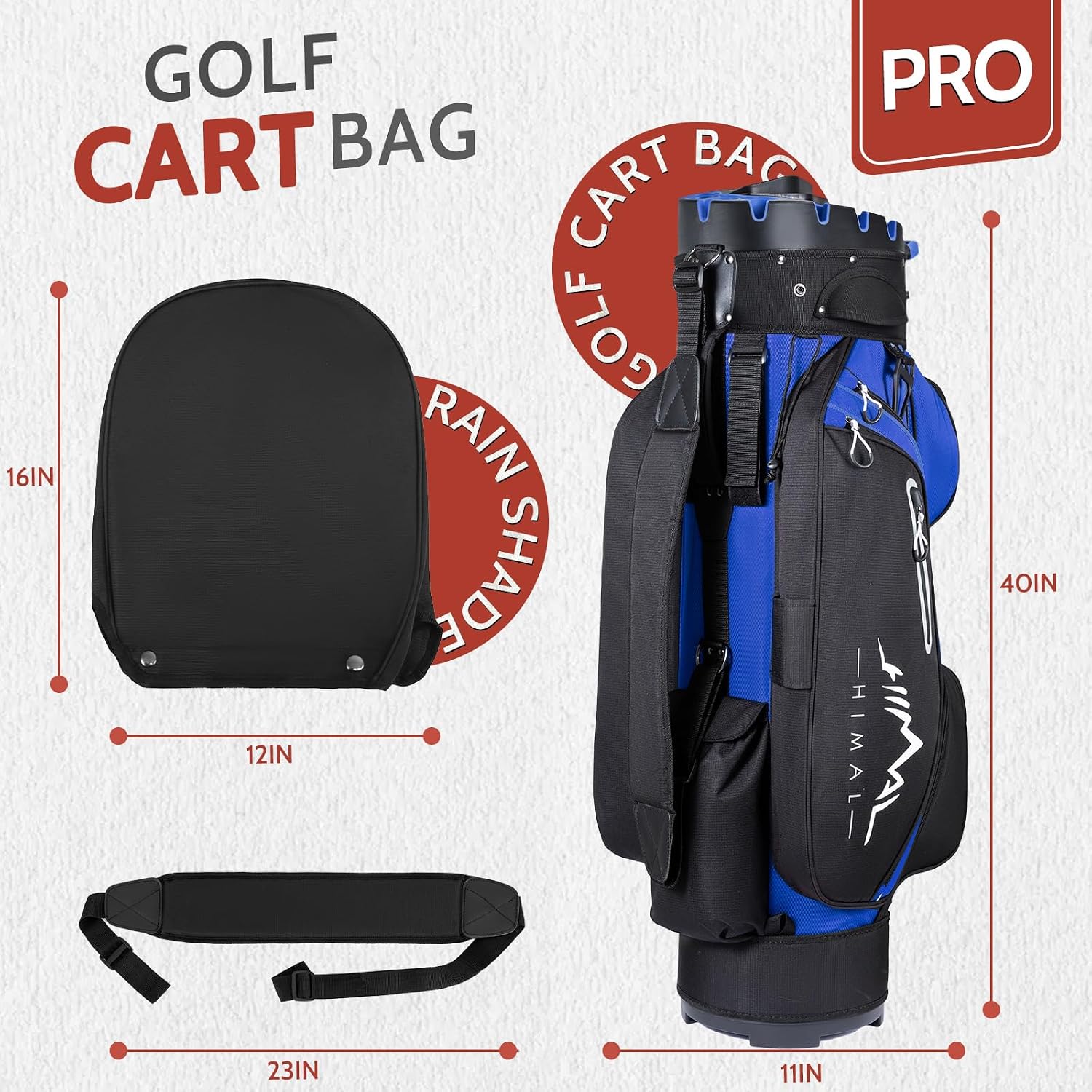 uniHimal14-Way Golf Cart Bag Pro with Full Length Divider Top, Golf Bag for Men with Handles and Rain Cover