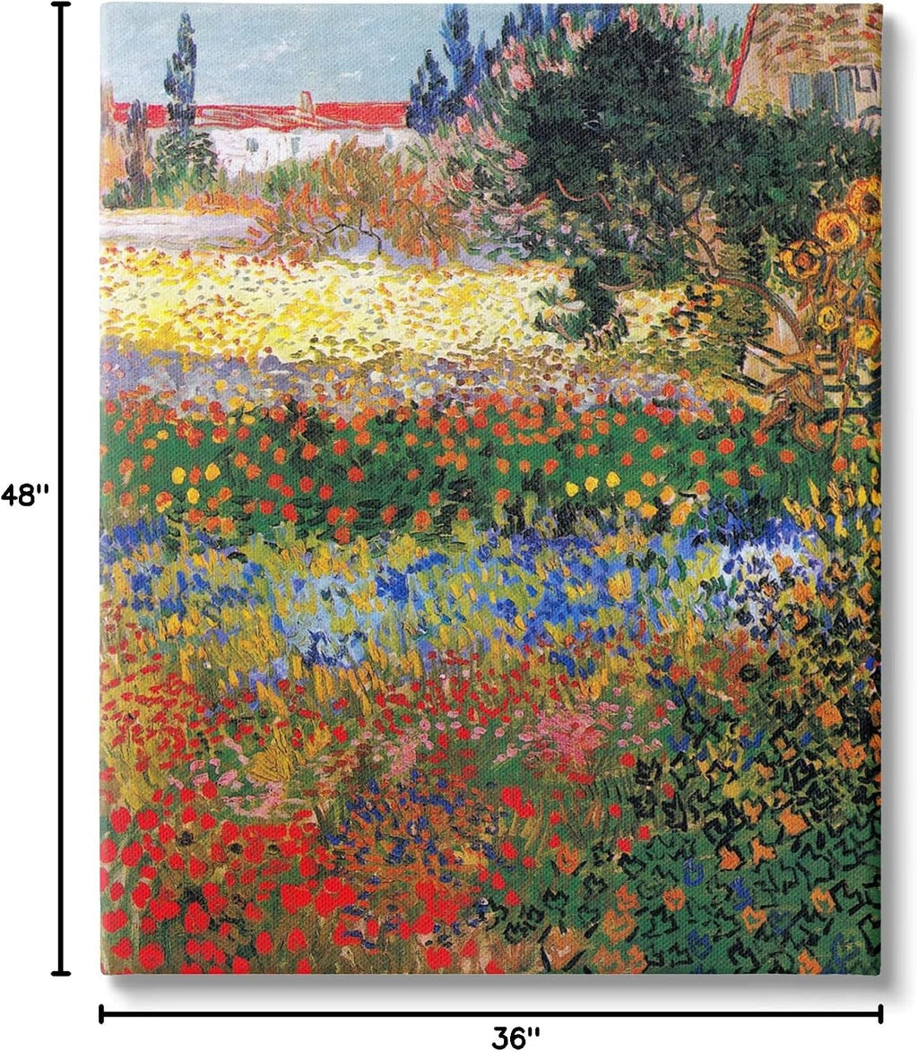 Stupell Industries 'Flower Garden Van Gogh Vivid Painting', Canvas Art, 36 x 48 Inches, Easy to Hang and Sturdy, Made in USA, by one1000paintings