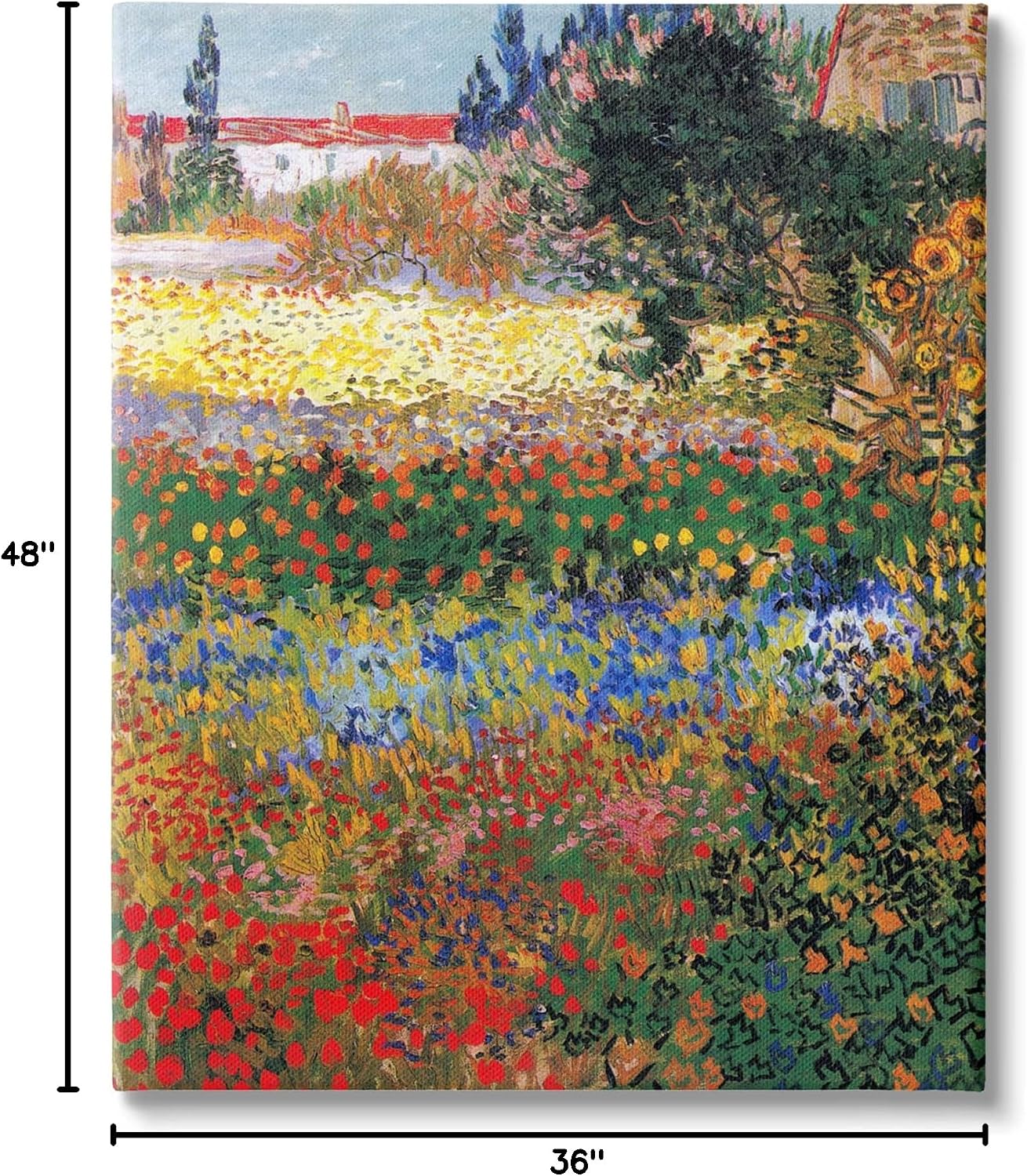 Stupell Industries 'Flower Garden Van Gogh Vivid Painting', Canvas Art, 36 x 48 Inches, Easy to Hang and Sturdy, Made in USA, by one1000paintings