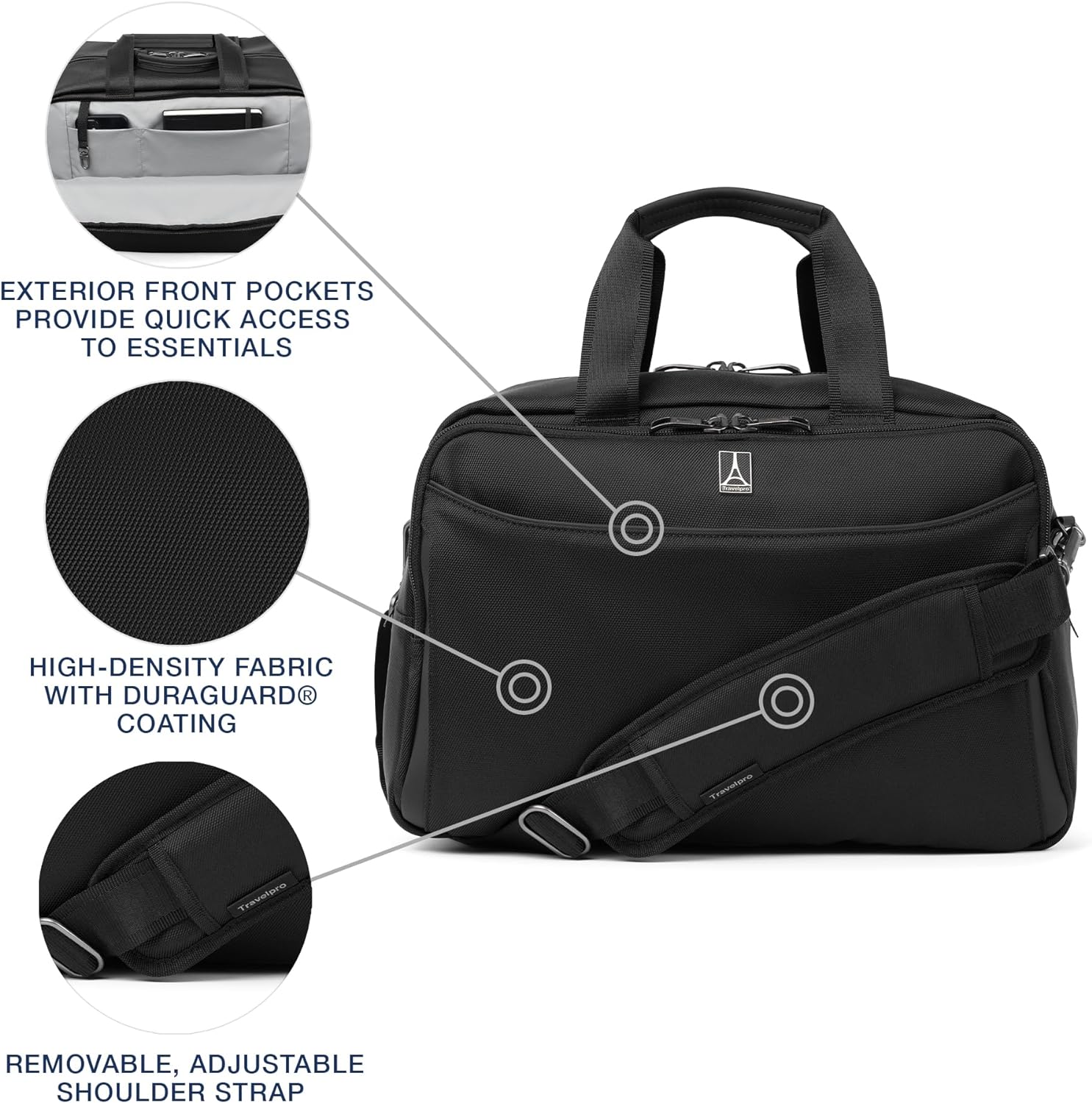 Travelpro Crew Classic Lightweight Softside Luggage, Underseat Travel Tote Bag, Men and Women, Black