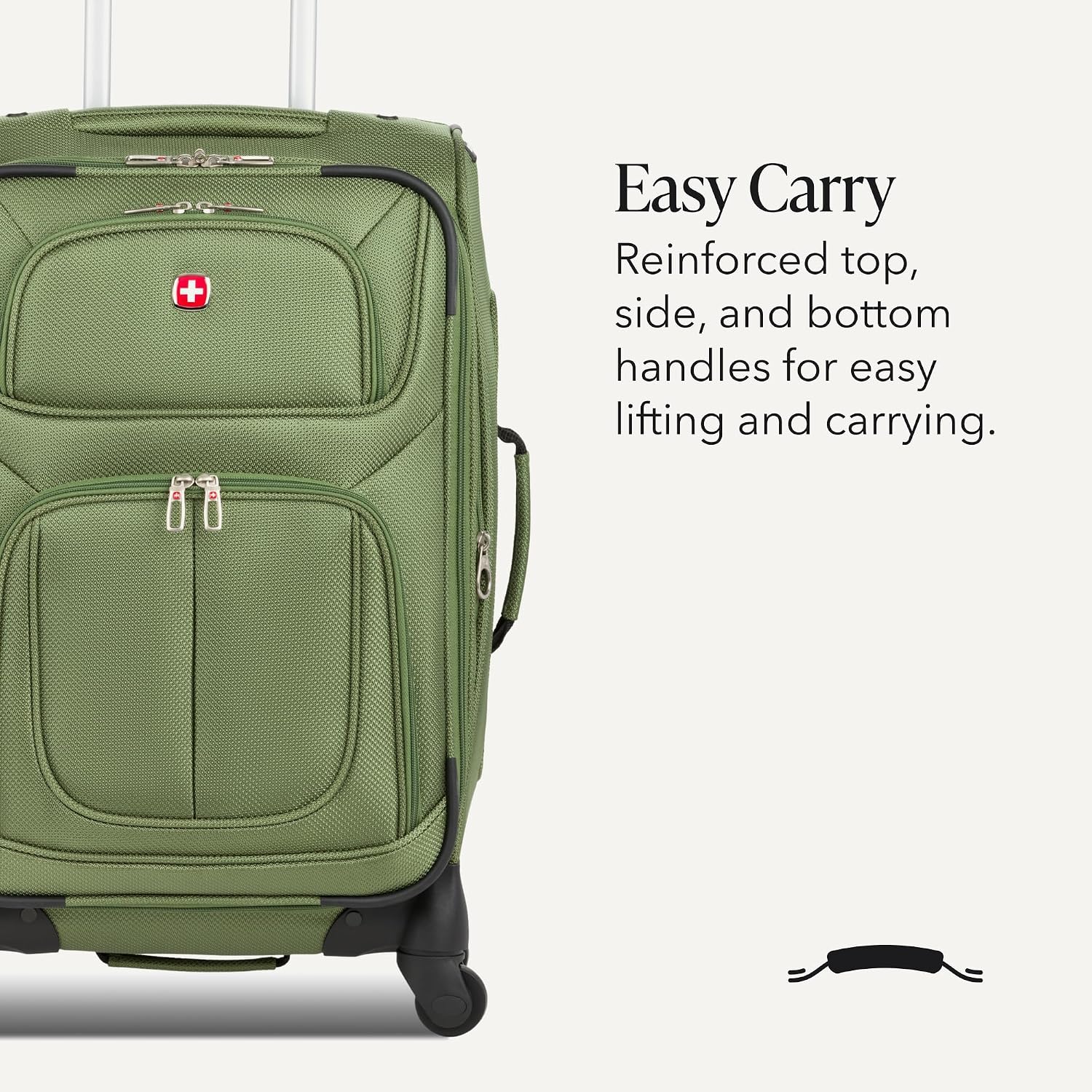 SWISSGEAR Sion Softside Expandable Spinner Luggage Durable Lightweight Travel Suitcase, Evergreen, Carry-On