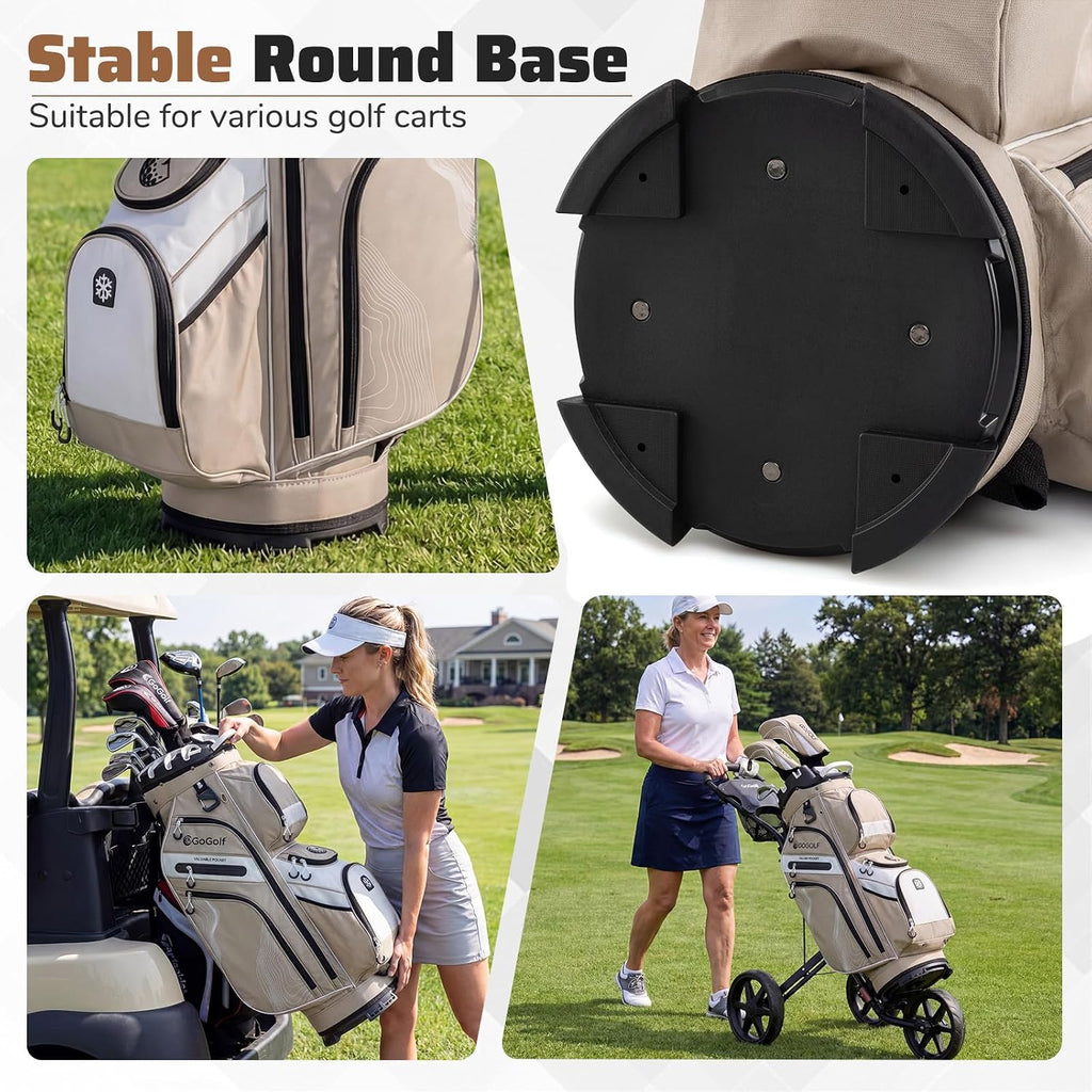 Goplus Lightweight Golf Cart Bag, Molded Lock Top Golf Club Bag w/14-Way Full Length Organizer Dividers, 11 Pockets, Cooler Bag, Straps, Umbrella Holder & Rain Hood for Men Women