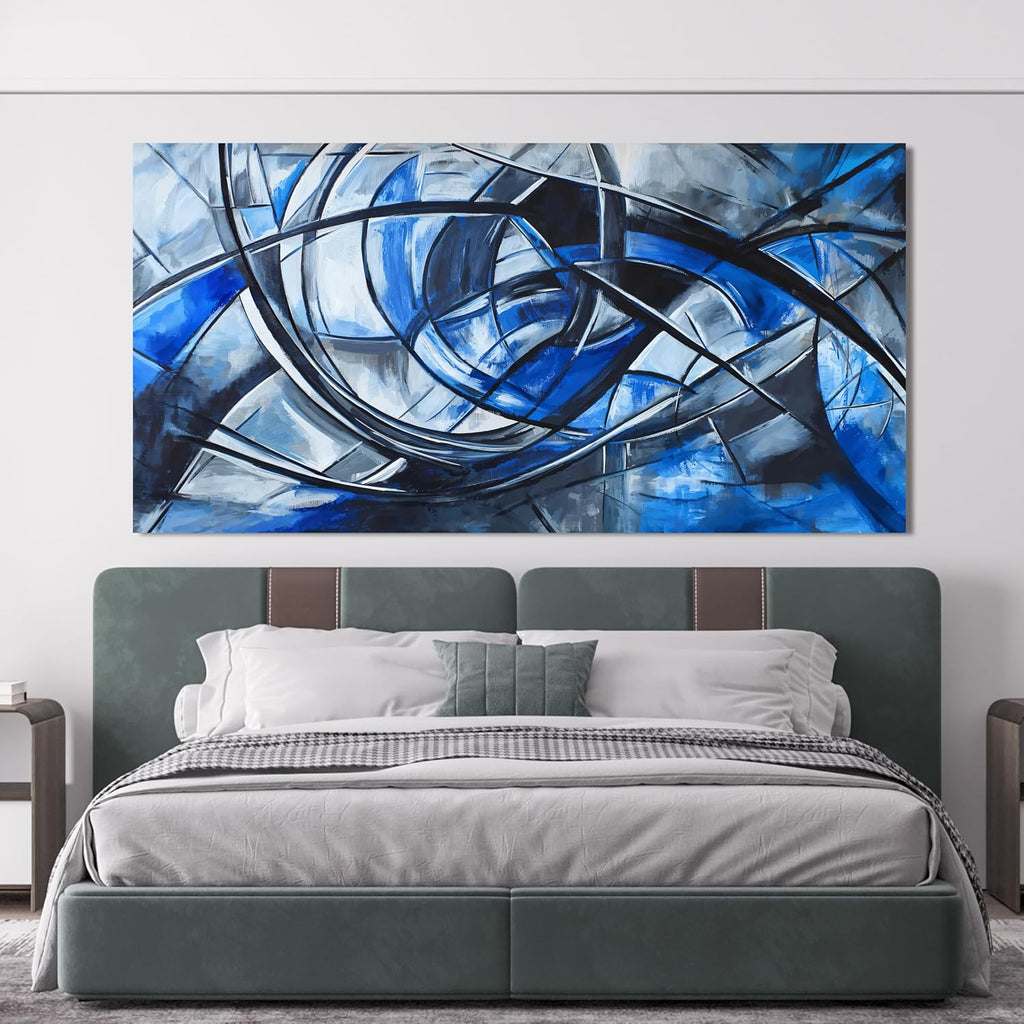 Abstract Wall Art Decor Oversized Wall Art Pictures for Living Room Abstract Canvas Art Wall Decor Modern Large Blue Wall Art Prints Black and White Wall Art Decor Bedroom Office Decor 29' X 58'
