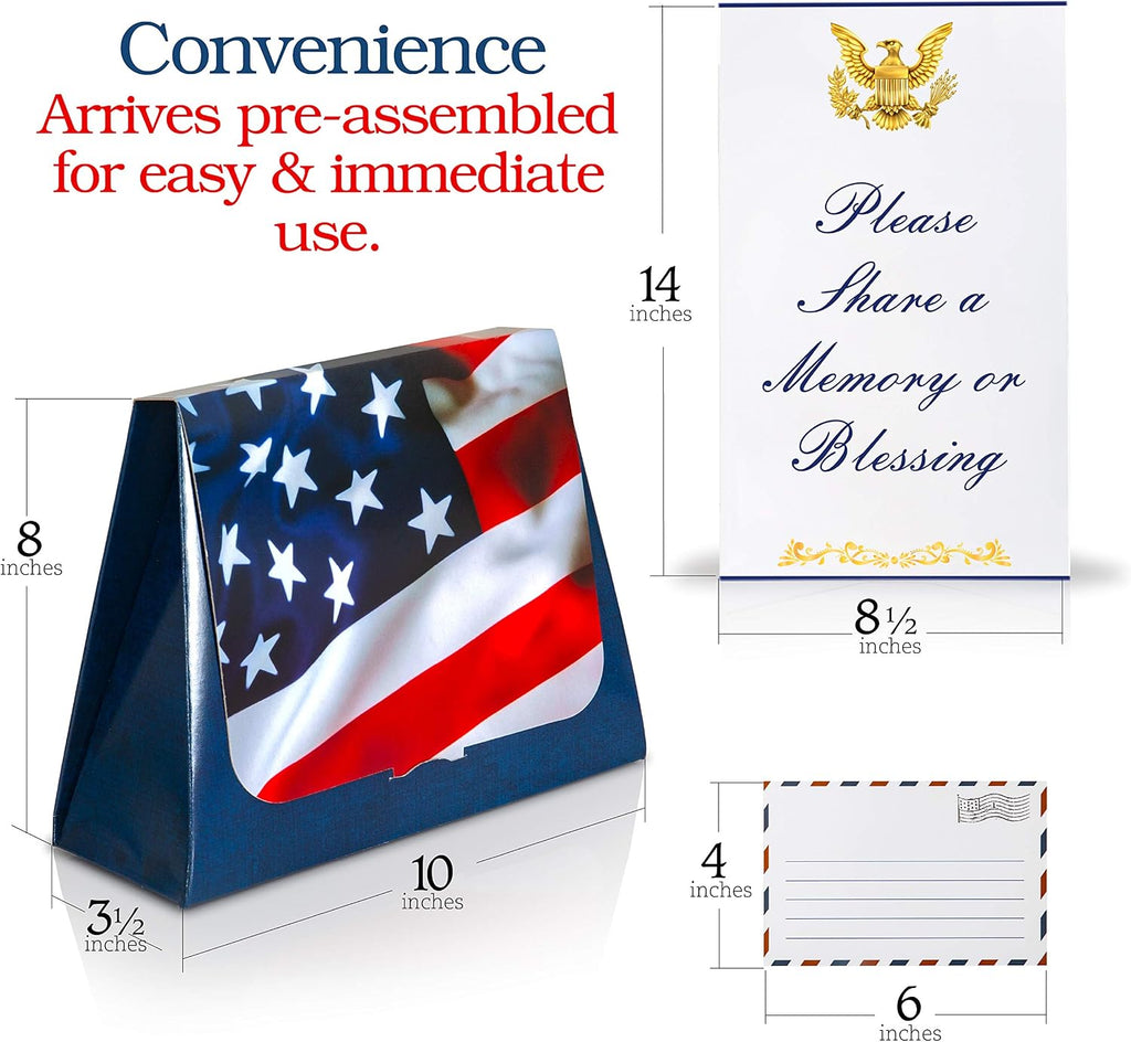 American Made Memory Cards for Military Funerals- Patriotic Note Card Set for Sharing Memories at Celebration of Life & Memorial Services (100 pack)