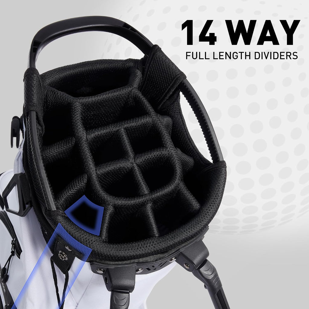 Lightweight Golf Stand Bag, 14 Way Golf Bags with Full Length Dividers for Men Women, Encrypted 900D Weather-Proof Club Carry Bag with Ergonomic Dual Strap, Cooler Pockets, 9 Pockets
