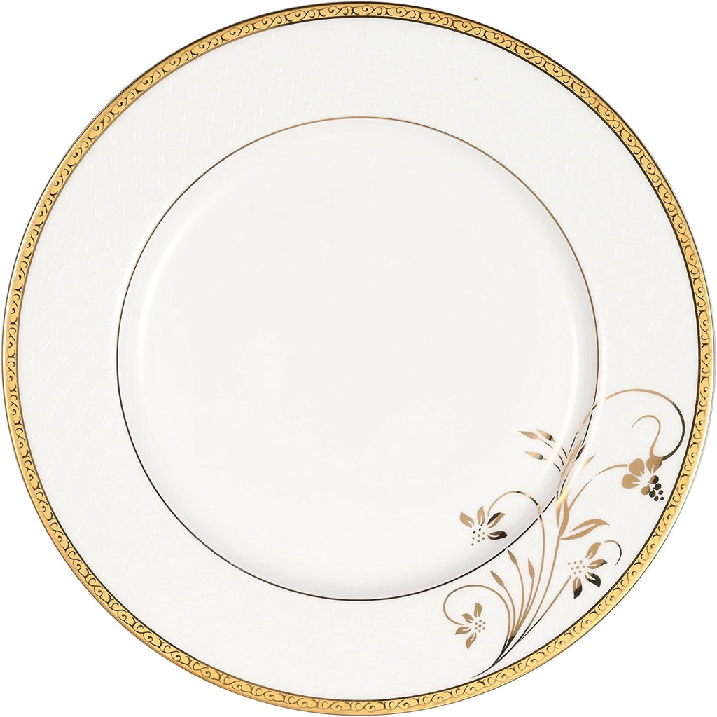 Lorren Home Trends La Luna Bone China 57-Piece 24K Gold Floral Design Dinnerware Set, Service for 8
