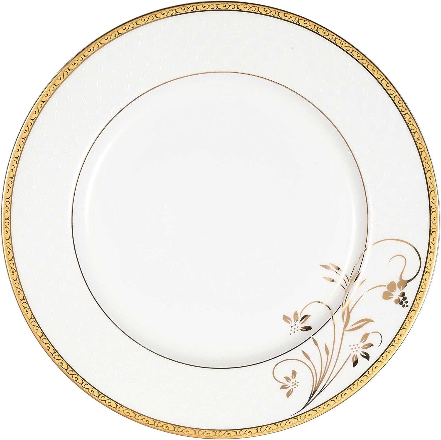 Lorren Home Trends La Luna Bone China 57-Piece 24K Gold Floral Design Dinnerware Set, Service for 8