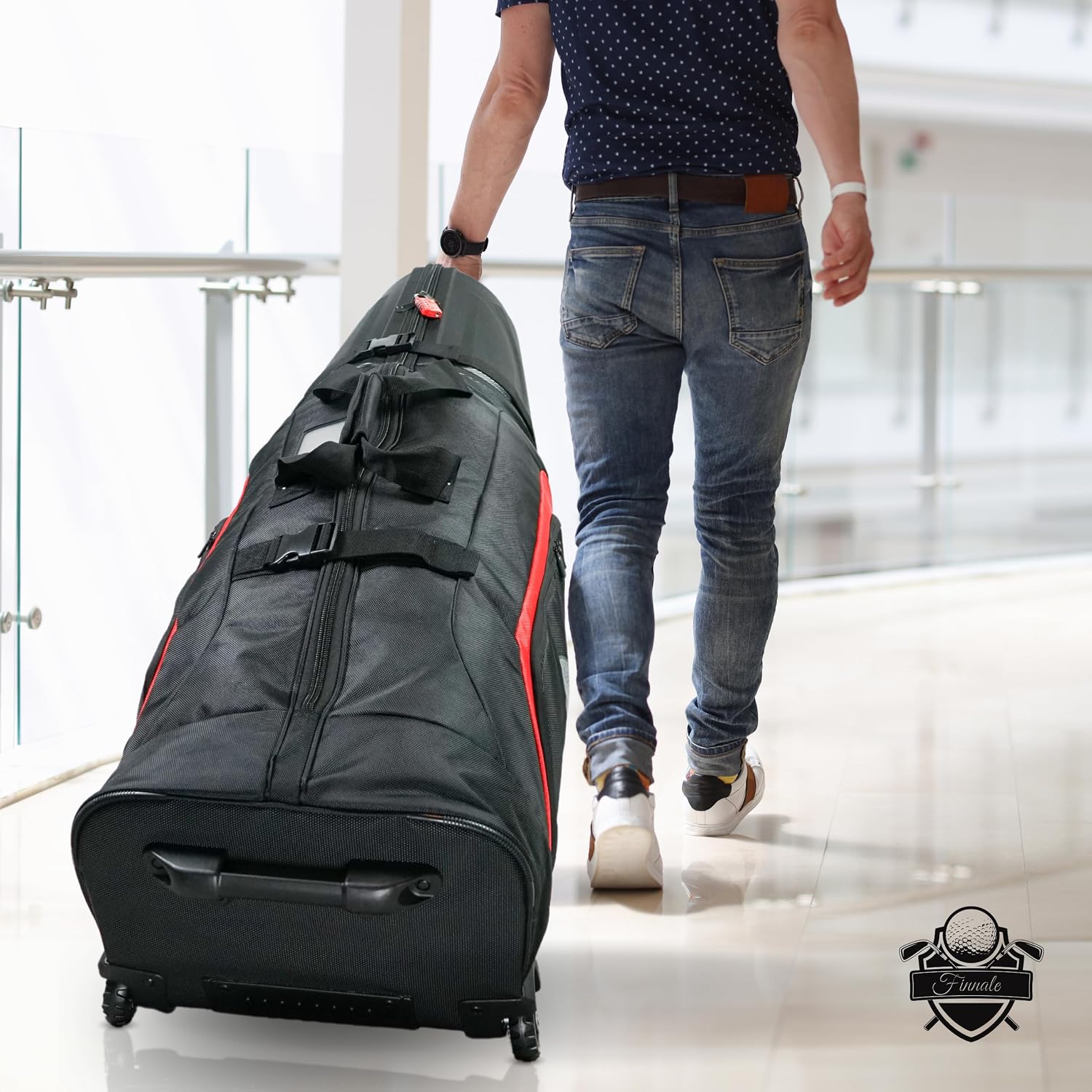 Golf Travel Bags for Airlines with Wheels, Hard Case Top, 1680D Ballistic Nylon, and Tank Wheels - Dust Bag Included - Light & Easy to Maneuver Waterproof Golf Club Protection