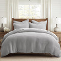 Levtex Home Mills Waffle King Duvet Cover Set (106x94in) with 2 Pillow Shams (36x20in) - Grey Pewter - Cotton King Size Duvet Cover Set - Soft, Pre-Washed