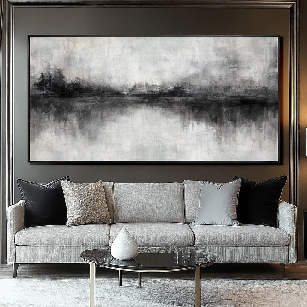 Large Abstract Canvas Wall Art Black and Grey Art Pictures for Wall Decor 29'x58' Artwork Decoration for Living Room Framed Neutral Wall Prints Kitchen