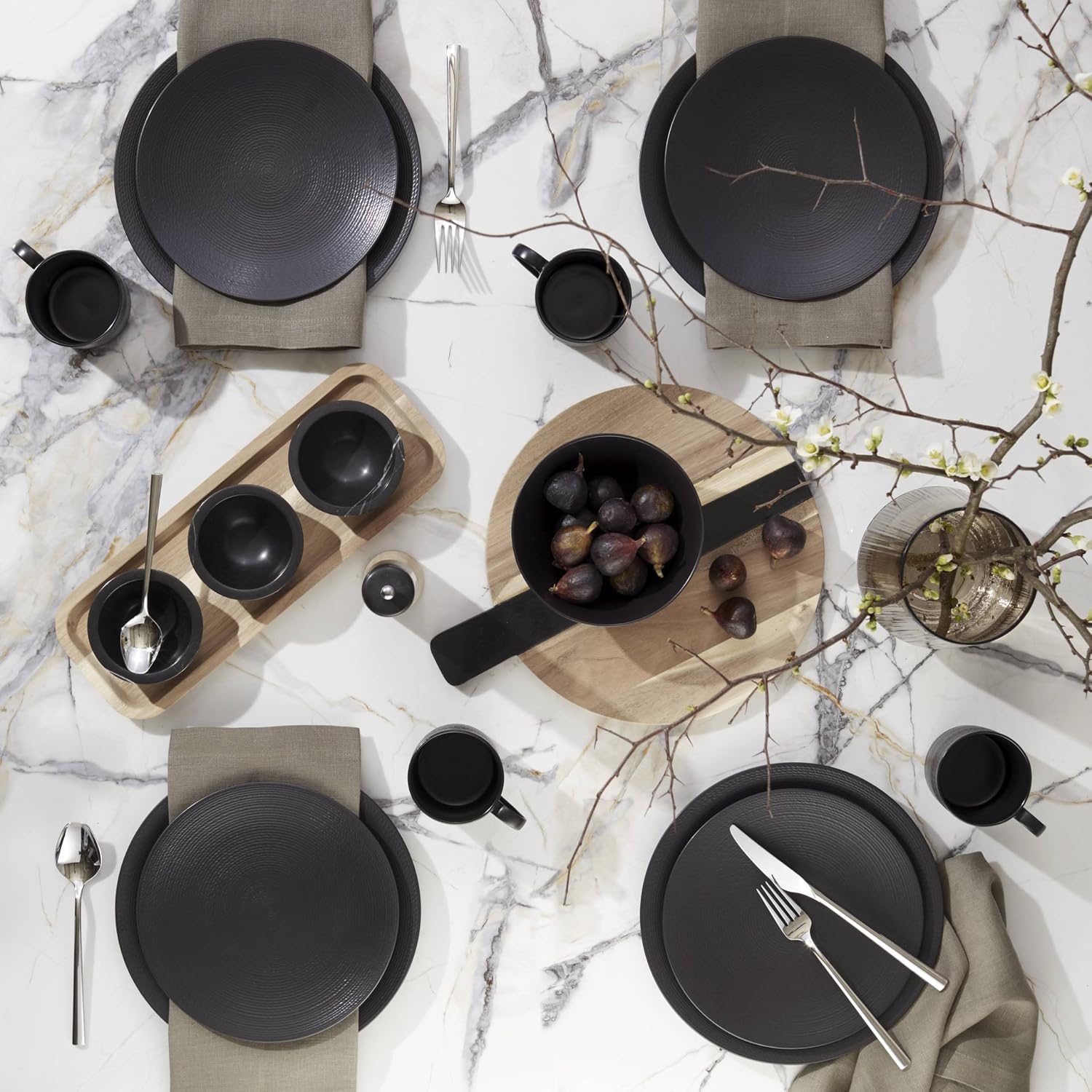 Lenox 895250 Lx Collective Black 12-Piece Set, White