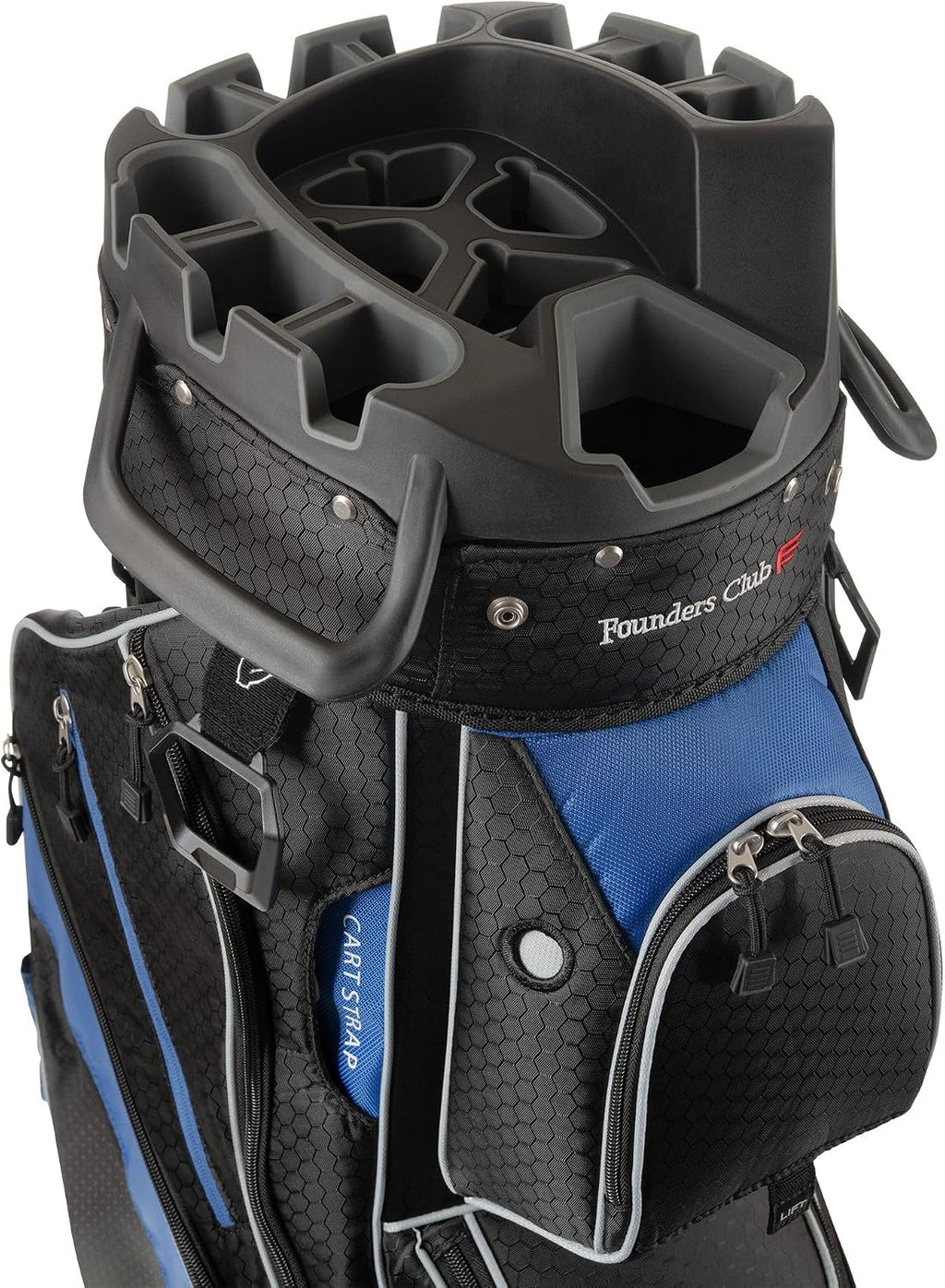 Founders Club 4th Generation Club Lock Organizer Golf Cart Bag for Men with 14 Way Anti Rattle Divider Top- Free Snap On Rain Hood-Full Length Dividers