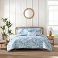 Tommy Bahama - King Comforter Set, 100% Cotton Slub Fabric with Soft Breathable Texture, 5 Piece Bed Set with Matching Pillowcases & Bonus Throw Pillows (Palm Serenity Blue)