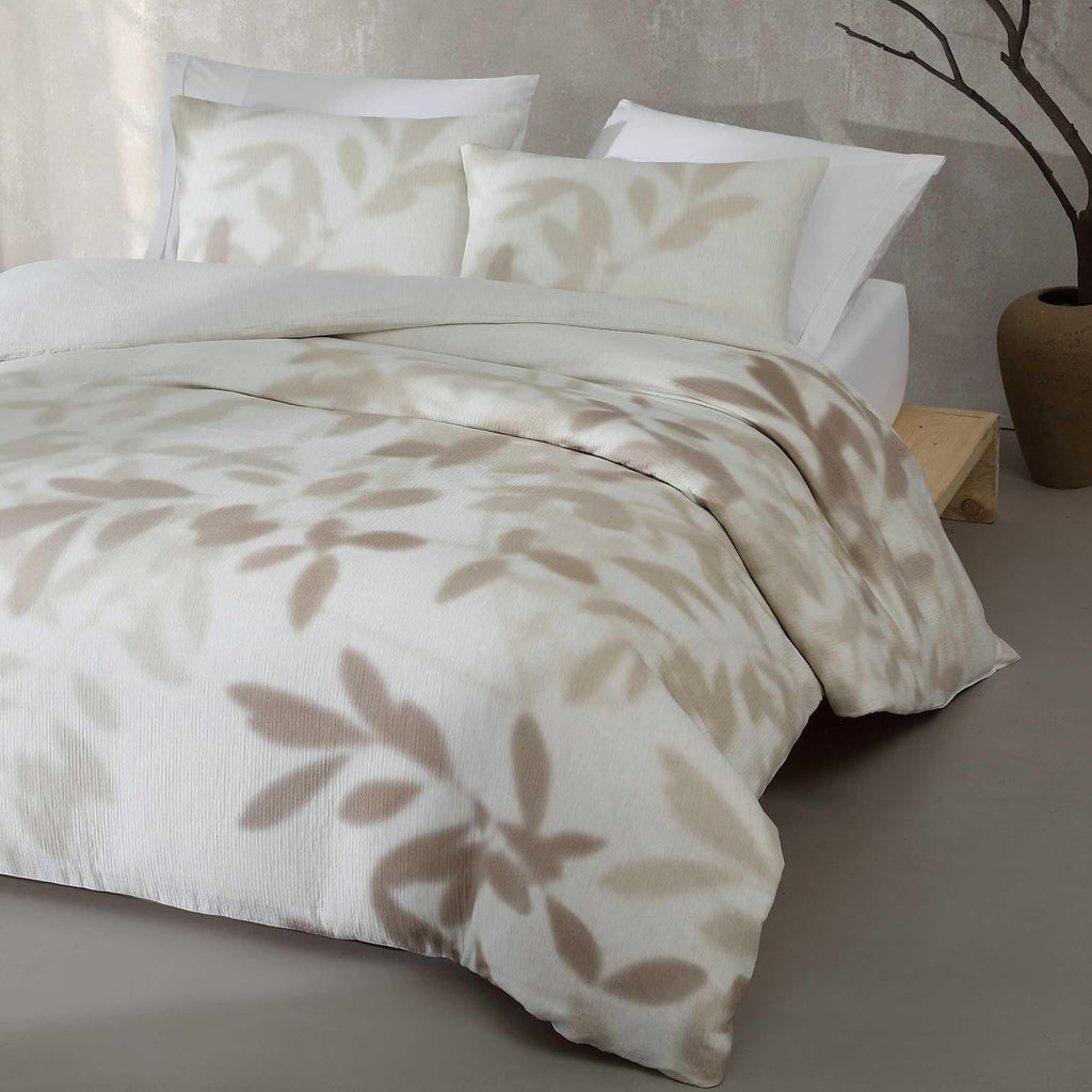 Calvin Klein - Queen Duvet Cover Set, Soft Cotton Bedding with Matching Shams, Floral Bed Essentials, Oeko-Tex Certified (Shadow Branches Beige, Queen)