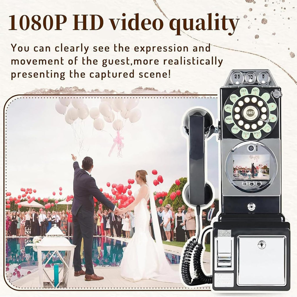 Video Audio Guest Book Phone, Unique Video Voicemail Message Recorder, Guestbook Alternative for Wedding, Bridal Shower, Birthday Party, Baby Shower, Anniversary, Engagement,Red