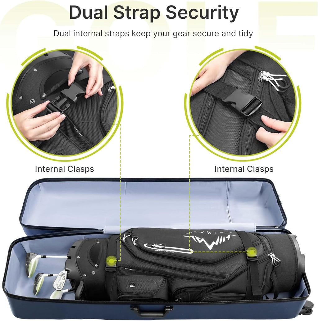 uniHimal Hard Case Golf Travel Bag with Wheels - PC Hard Shell Design Waterproof, Durable & Large Capacity - Golf Travel Case for Golf Clubs Ultimate Protection.