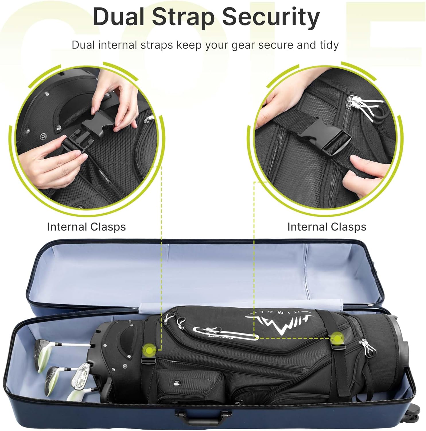 uniHimal Hard Case Golf Travel Bag with Wheels - PC Hard Shell Design Waterproof, Durable & Large Capacity - Golf Travel Case for Golf Clubs Ultimate Protection.