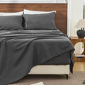 Bedlifes 100% French Linen Sheets California King Size 18-24' Extra Deep Pocket 4-Piece Set Breathable & Moisture-Wicking,Soft & Durable Sheets for Thick Mattresses(Dark Grey)
