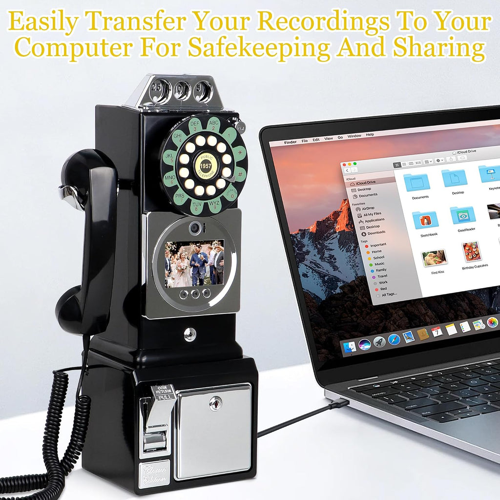 Video Audio Guest Book Wedding Phone, Audio Phone Guestbook Leave a Message Phone for Bridal Shower Birthday Party Baby Shower Anniversary Engagement