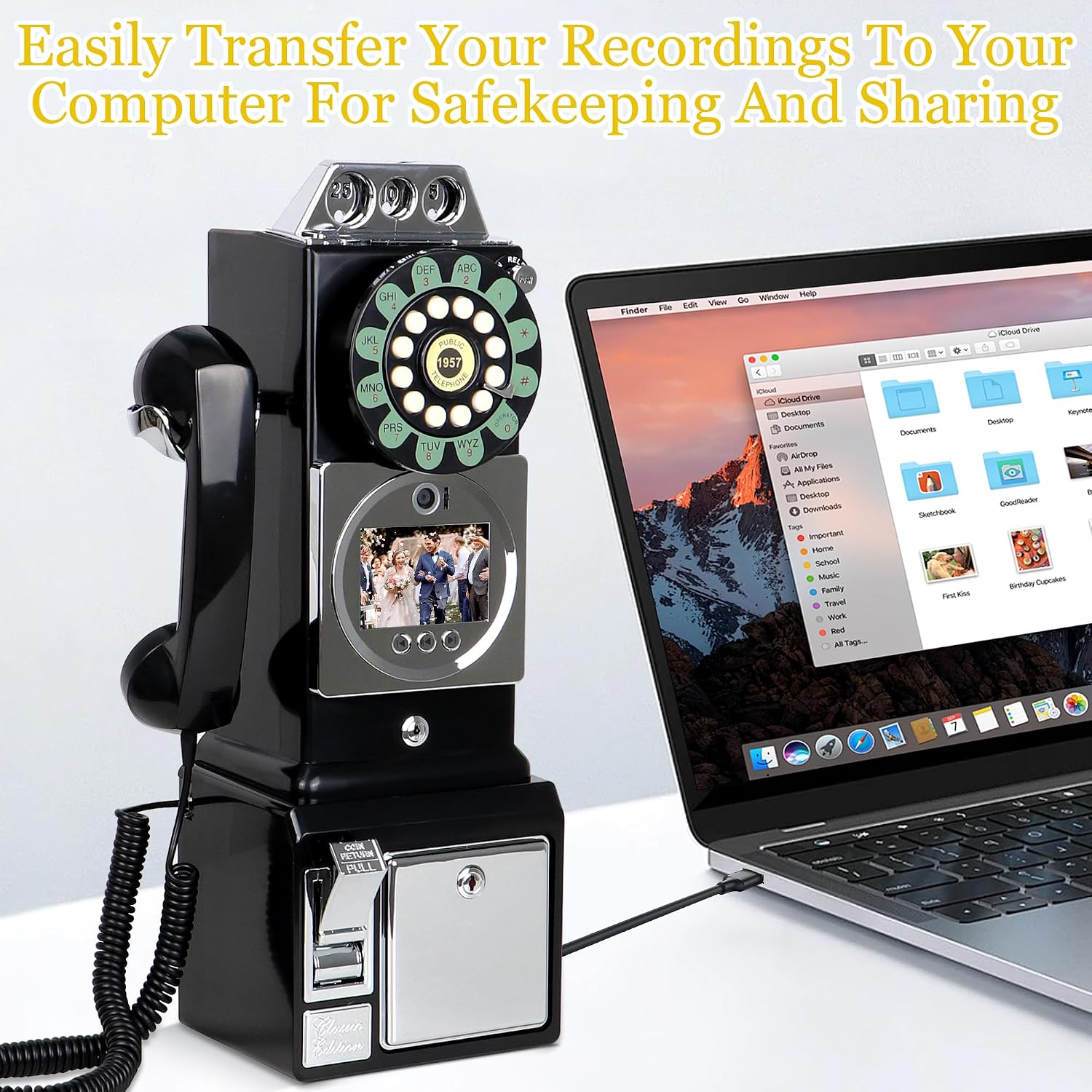Video Audio Guest Book Wedding Phone, Audio Phone Guestbook Leave a Message Phone for Bridal Shower Birthday Party Baby Shower Anniversary Engagement