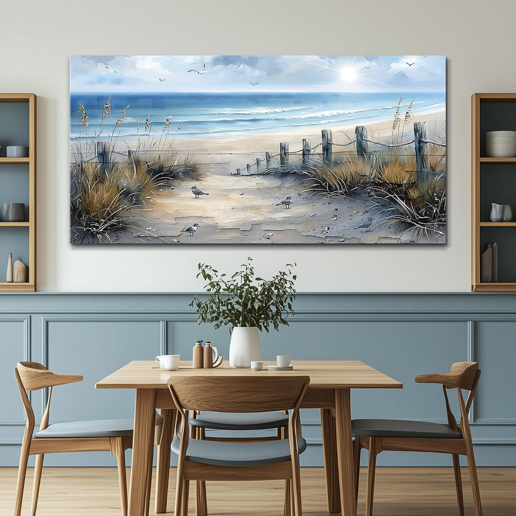 FUHAIHUA Canvas Wall Art For Living Room Large Wall Decorations For Office Modern Bedroom Wall Decor Beach Pictures Blue Ocean Sea Wave Paintings Artwork Aesthetics Posters Home Decor 30X60 In
