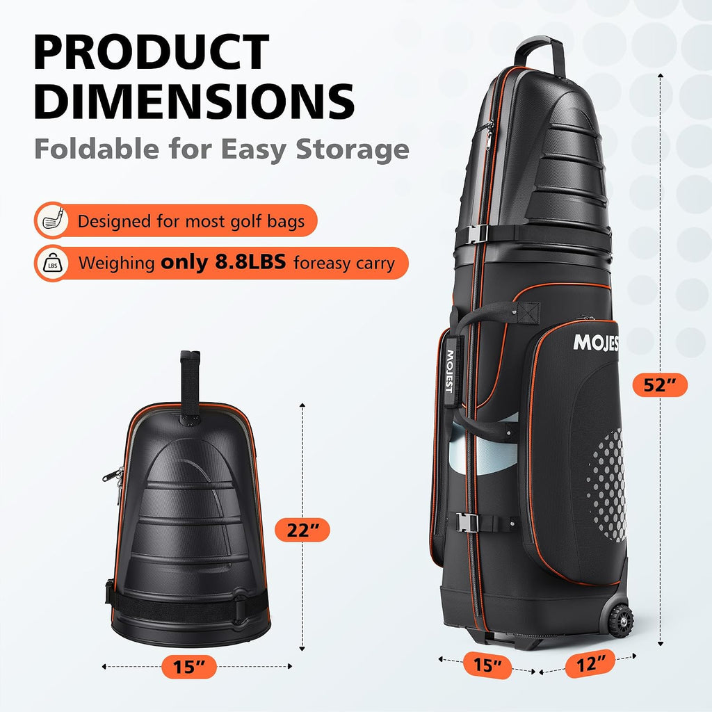 Golf Travel Bags for Airlines with Wheels, Hard Case Top and 1680D Heavy Duty Oxford Protect Golf Clubs, Lightweight and Easy to Maneuver
