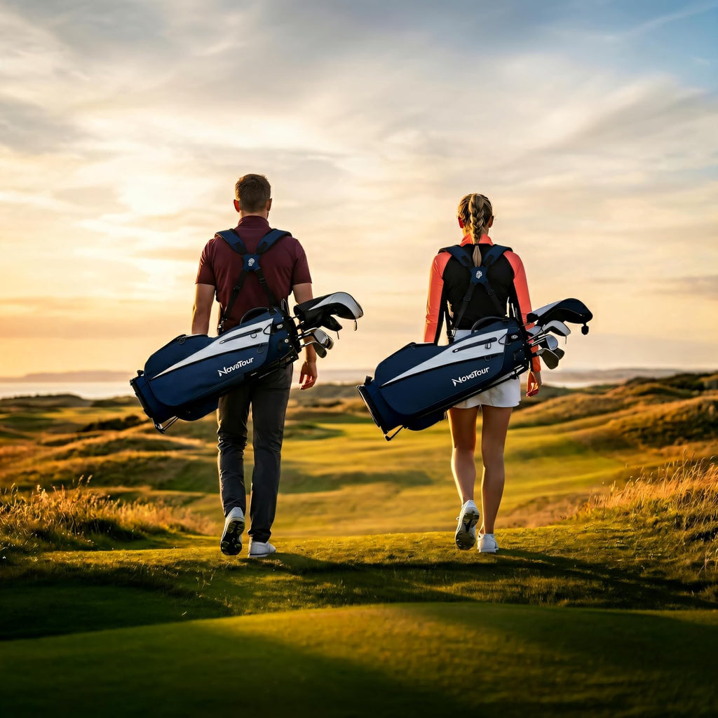 Golf Stand Bag - Lightweight Golf Bag with Stand and 7 Way Dividers, Dual Strap, Waterproof Pocket, Insulated Sleeve, Easy-Lift Handles and Swing-Cam Holder