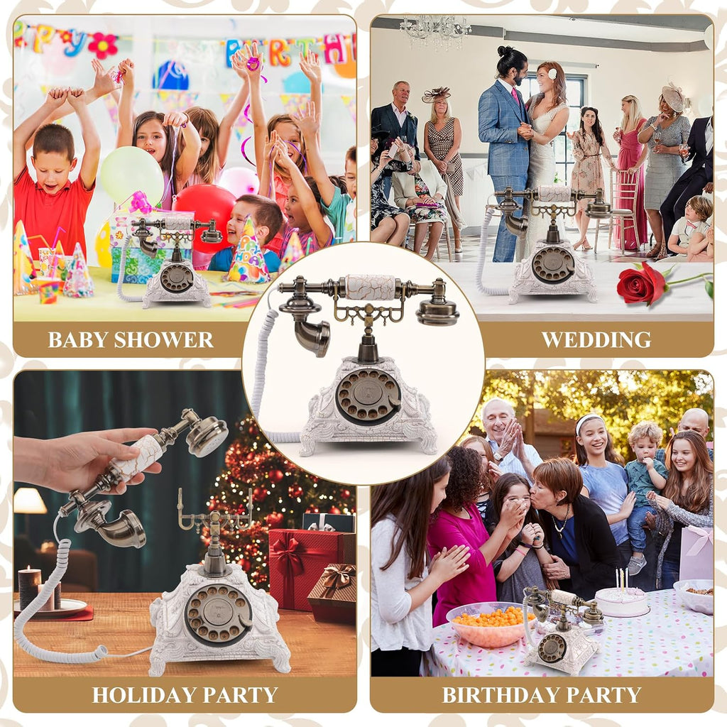 Audio Guest Book Phone, 32G Capacity Vintage Audio GuestBook Wedding Phone, Retro Audio Telephone Recording Customized Voice Message for Your Wedding Party, Retro White