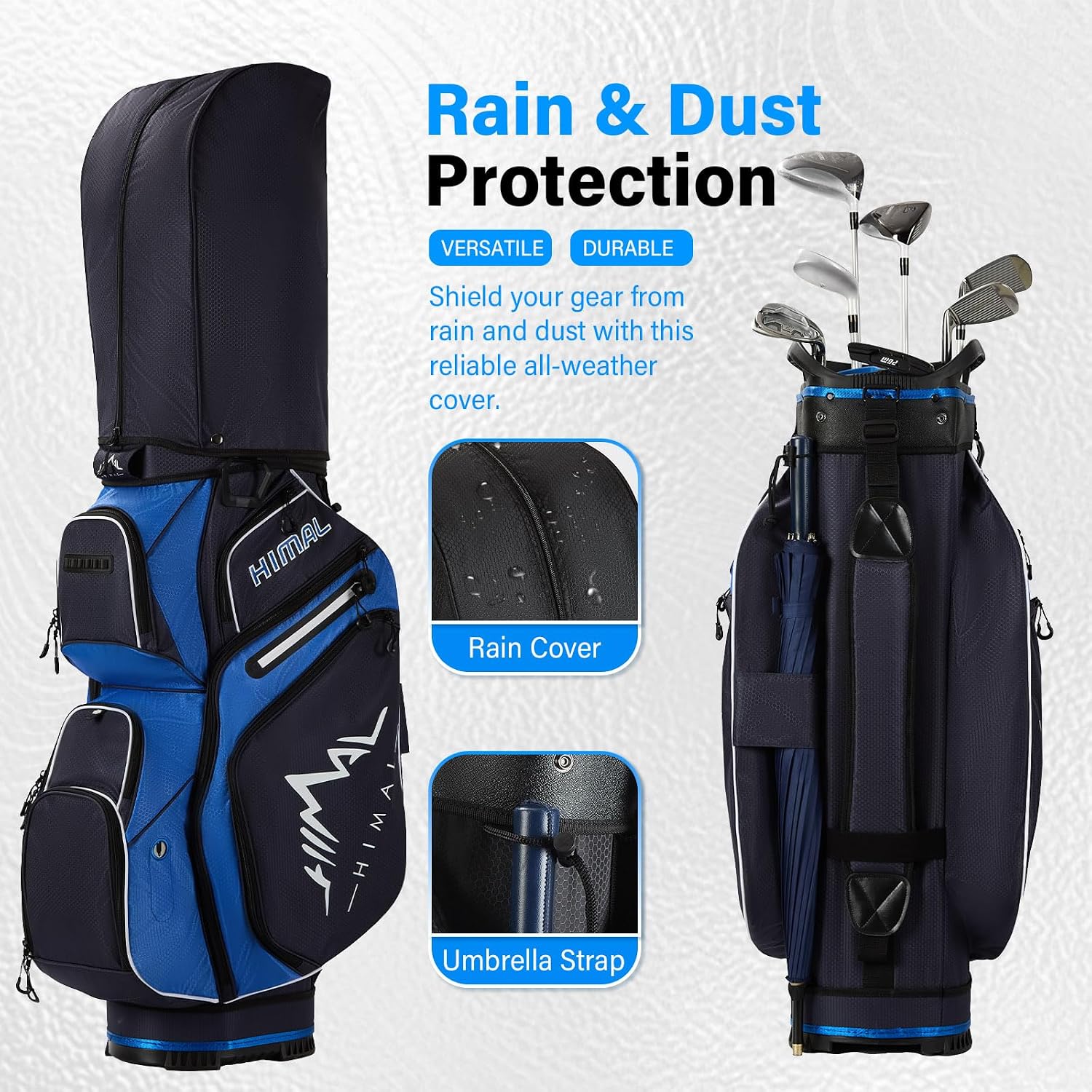 uniHimal 14-Way Golf Cart Bag, Full Length Premium Golf Bag for Men with Cooler Pocket, Handles and Rain Cover